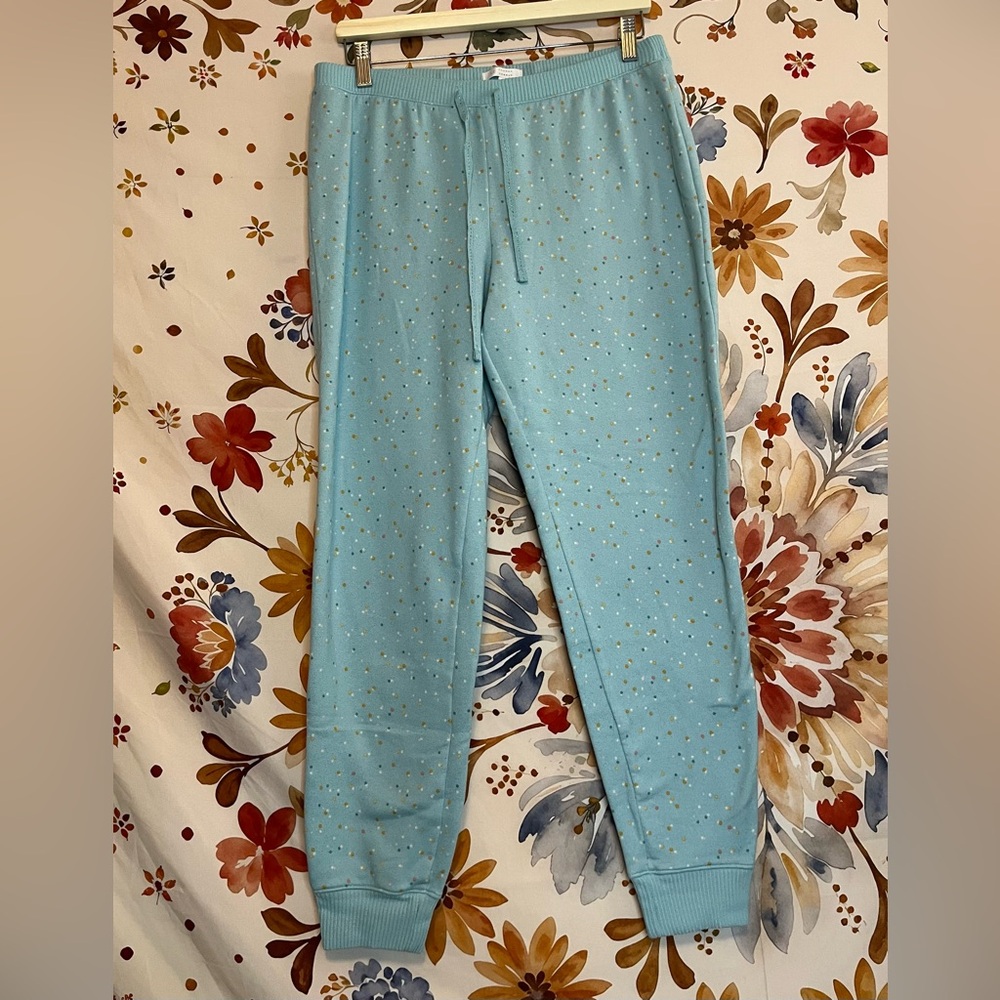 LC Lauren Conrad Women M Pant Soft Girl Pastel Lounge Sleep PJ Jogger Baby Blue
